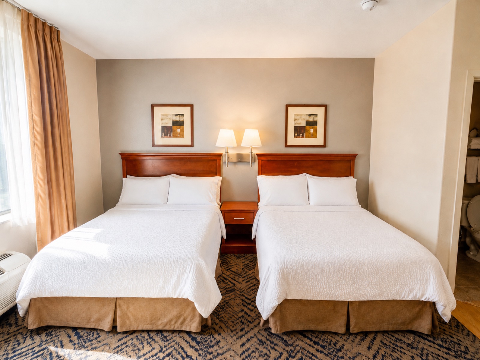 Extended Stay in Houston double room beds