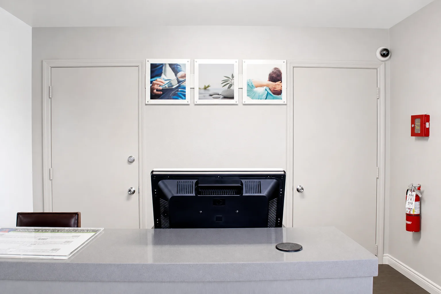 Springdale front desk counter facing reception wall