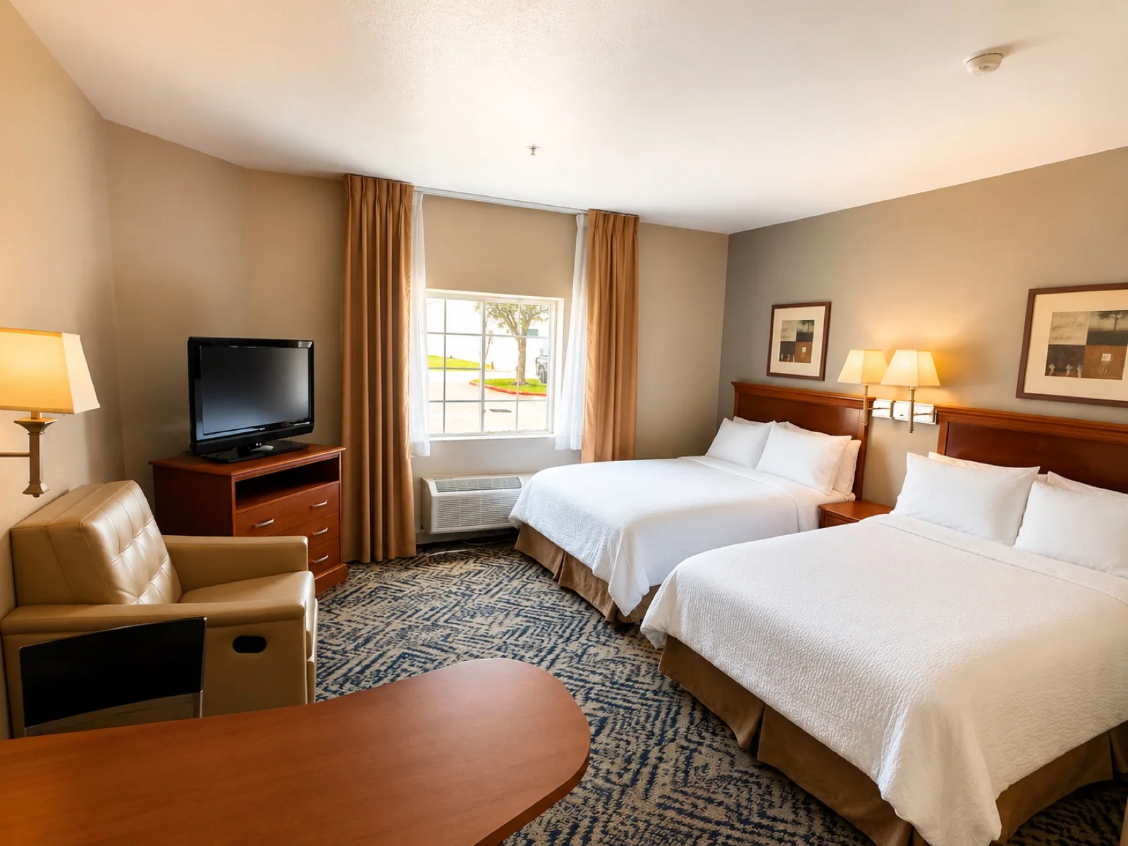 Extended Stay in Houston double room with desk