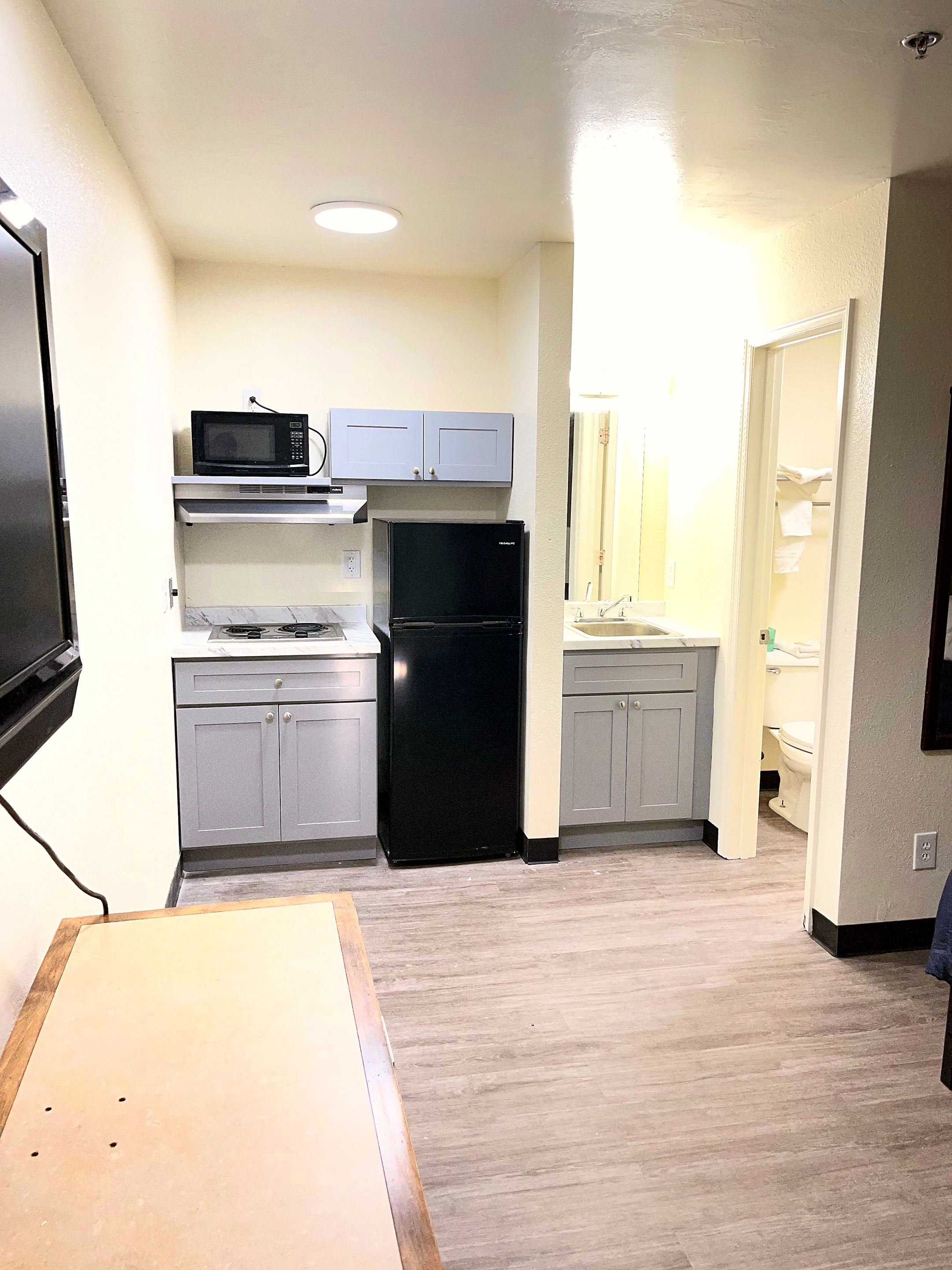 Savannah kitchenette and room floor area